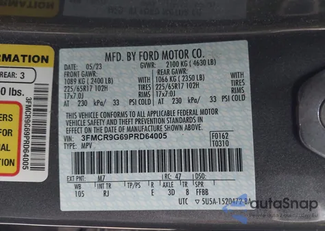 2023 Ford Bronco Sport Heritage z USA, uszkodzony, nr VIN 3FMCR9G69PRD64005